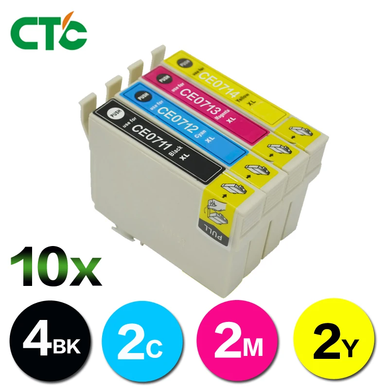 10x T0891/T0711 T0715 XL Совместимый струйный картридж для EPSON Stylus SX100 SX105 DX 4000 DX 4050 BX300F BX600FW принтер