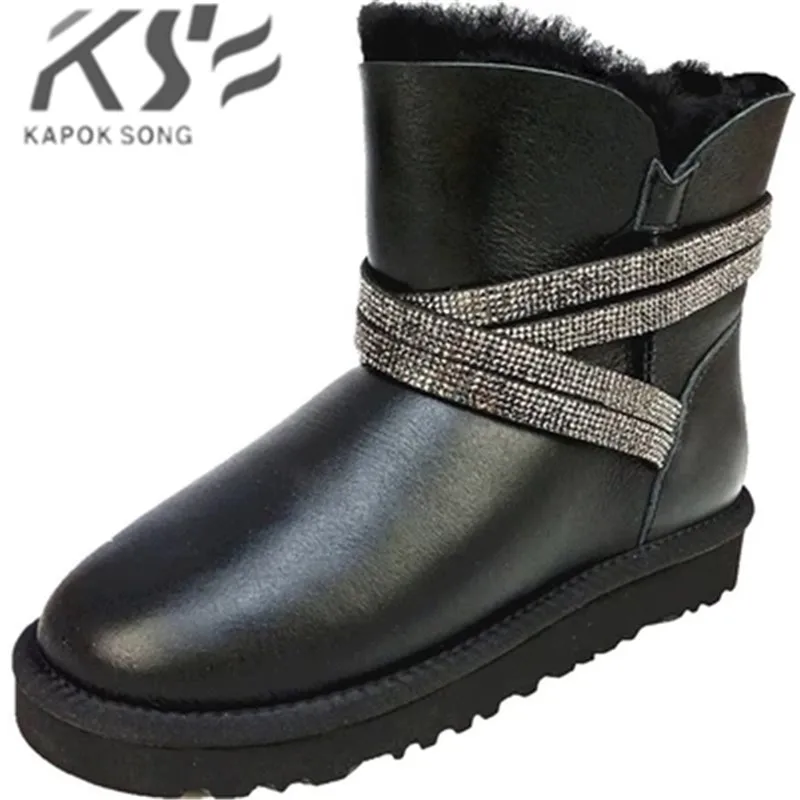

new snow boots luxury designer sheepskin and thick wool warm boot women shoes genuine quality fashional warm winter g boots