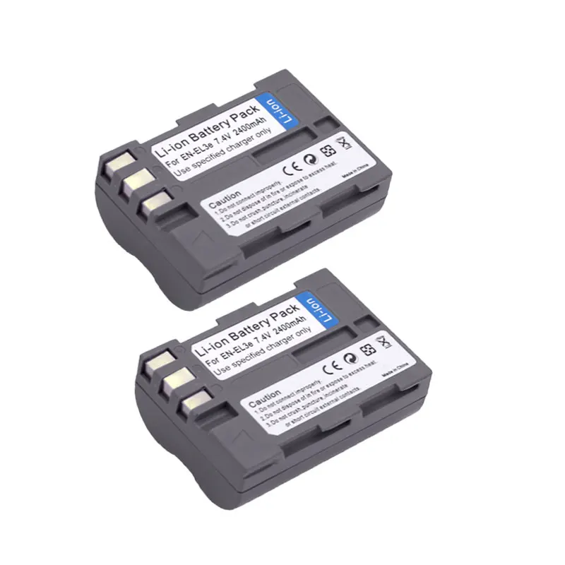 2battery Высокое качество 2 шт. EN-EL3e EL3e 7,4 V 2400 мА/ч, Камера Батарея для Nikon ENEL3E RU EL3E D30 D50 D70 D90 D70S D300 Камера аксессуары - Цвет: 2battery