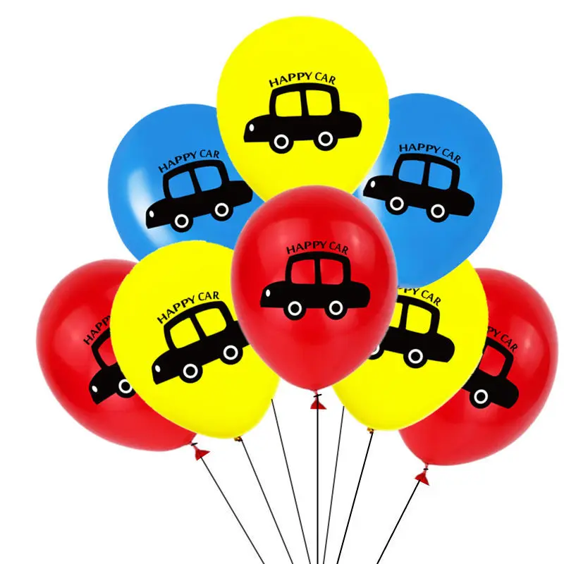 

Leeiu 3pcs Colorful Red Blue Happy Car Latex Balloons Baby Shower Kids Birthday Decoration Car Race Theme Party Helium Ballons