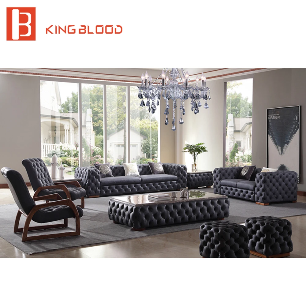 Italia Modern Ruang Tamu Sofa Tufted Asli Kulit Kursi Ruang Tamu Sofa Tufted Asli Kulit