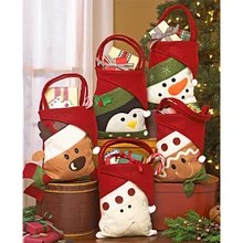 Новинка 1 шт. 22x15 см Санта Клаус сумка для конфет сумка Снеговик Лось Пингвин упаковка для подарка с медведем мешок для конфет Рождество украшения