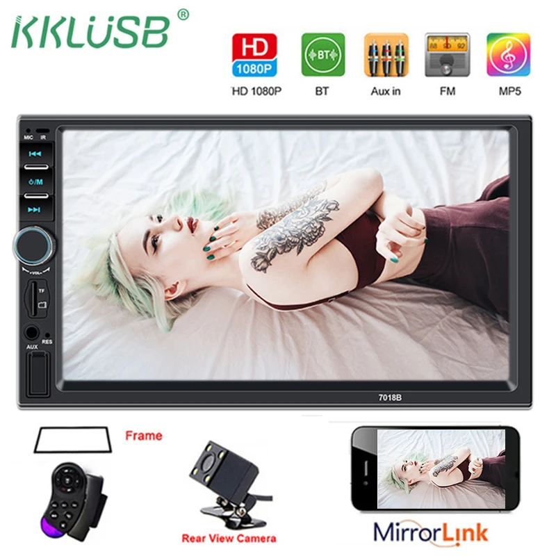 

Autoradio 2Din Car radio Coche Recorder 7 inch Touch Screen Car Audio Bluetooth Rear View Camera 7018B MP5 Multimidio Player