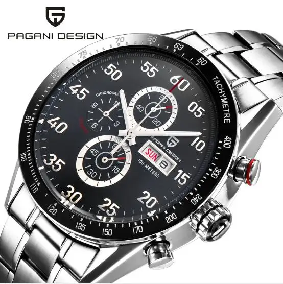 

PAGANI design Black Dial Multifunction Quartz chronograph tachymeter mens WATCH