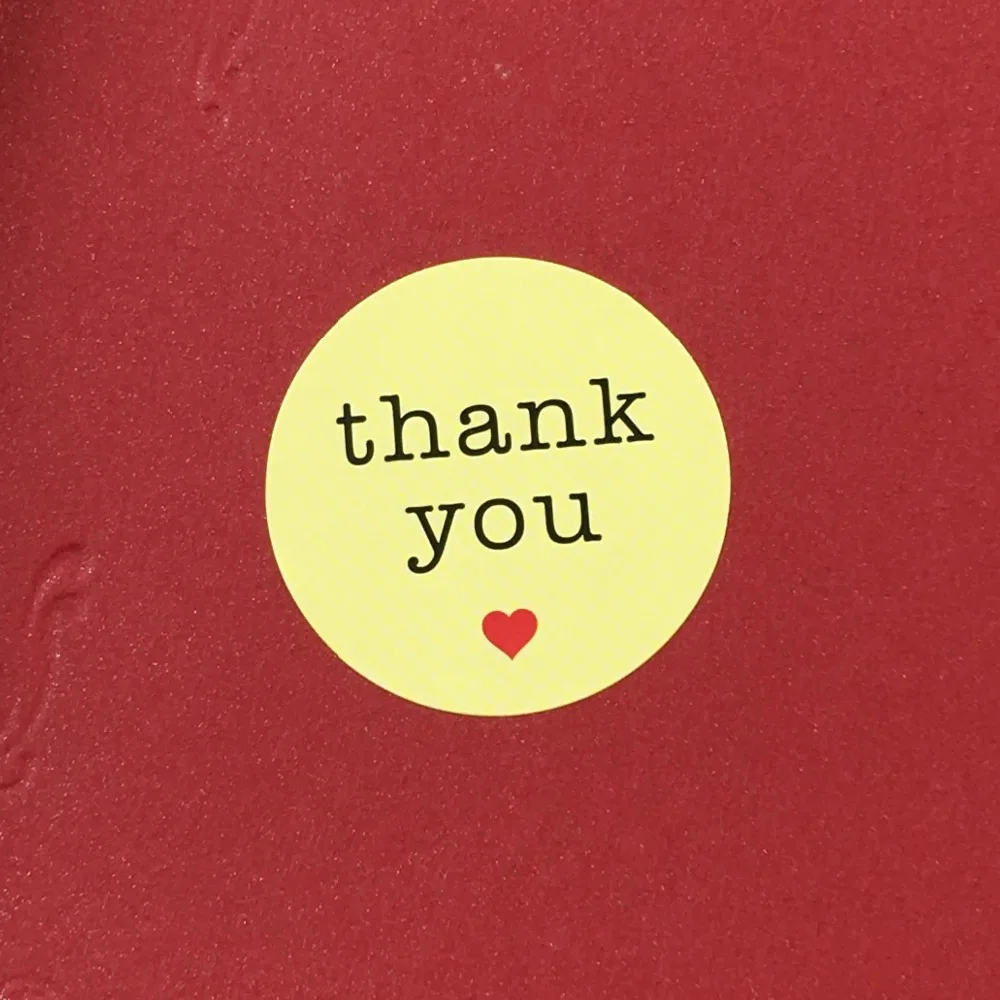 2000pcs Yellow Paper Thank You Sticker Labels 3cm Round Stickers Self Adhesive Sealing Labels ...