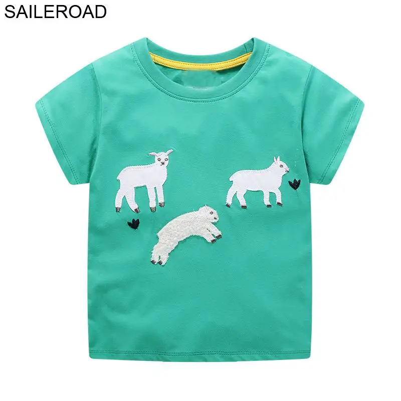 SAILEROAD 2-7лет маленьких девочек с коротким рукавом футболки для летних детей дети одежда для девочек мультфильм кошка с принтом одежды - Цвет: 6256 same picture
