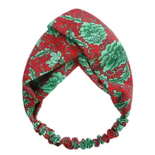 Haimeikang эластичная повязка на голову с цветочным принтом, женский топ с узлом, широкая тканевая винтажная повязка на голову для девушек, аксессуары для волос
