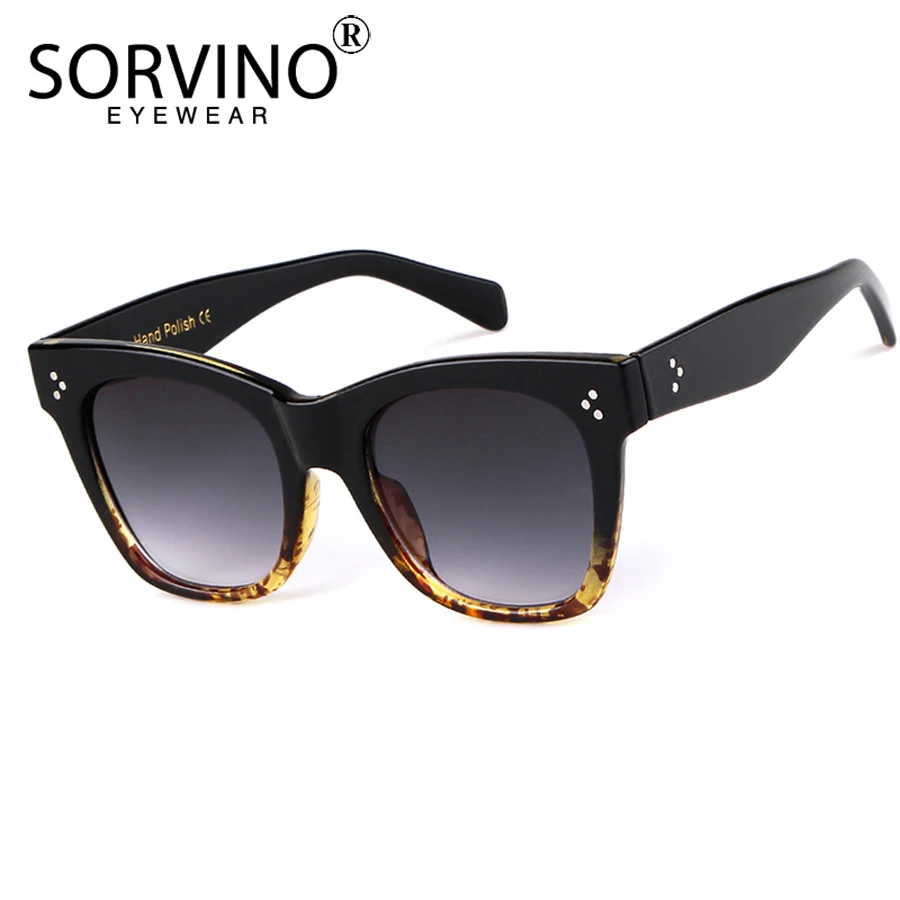 SORVINO Ретро леопардовые Квадратные Солнцезащитные очки кошачий глаз для женщин 90s Модные Rave Роскошные брендовые дизайнерские солнечные очки Cateye большие тени SP137