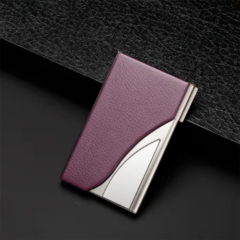 

2019 Mini Wallet Card Package Leather Stainless Steel Business Name Card Case Holderfunda tarjeta credito