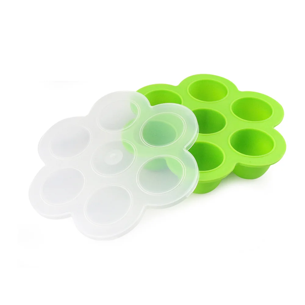 

Children's Plate Grid 7 Hole Baby Feeding Tableware Steamed Rice Cake Silicone Anti-fall Food Supplement Storage Bowl Ice Grid