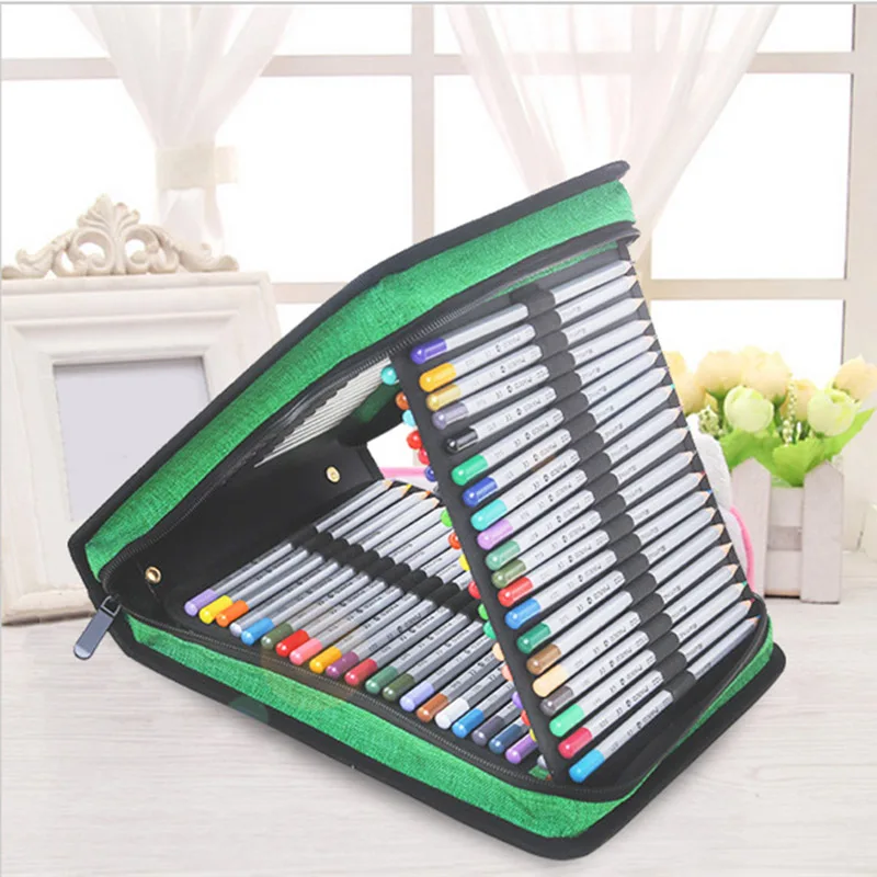 

120 Holder High Quality Portable Large Capacity School Pencils Case Canva Colored Pencil Bag Case For Painting Student Supplies