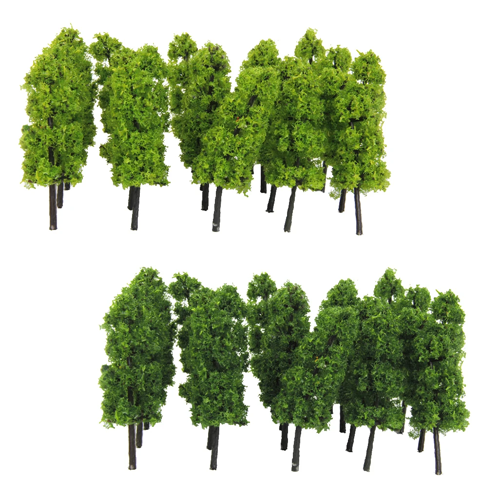 20Pcs 1/200 Scale Plastic Pagoda Trees Model Train Park Railway Railroad Street Layout Scenery Dark&Light Green