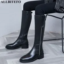 ALLBITEFO high quality genuine leather+pu women knee high boots new winter snow women boots ankle boots for women girls shoes