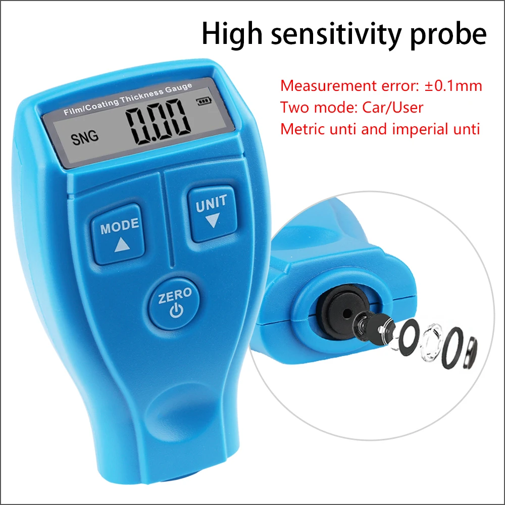 RZ Thickness Gauges Paint Coating Thickness Gauge Digital Car Gauge Tester With Backlight Mini Film
