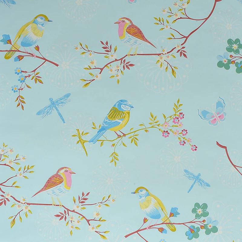 Chinese Yellow Blue Flowers Birds Environmentally Non-woven Wallpaper Living Room Bedroom Tv Background Wall Study wallpapers Chinese Yellow Blue Flowers Birds Environmentally Non-woven Wallpaper Living Room Bedroom Tv Background Wall Study wallpapers