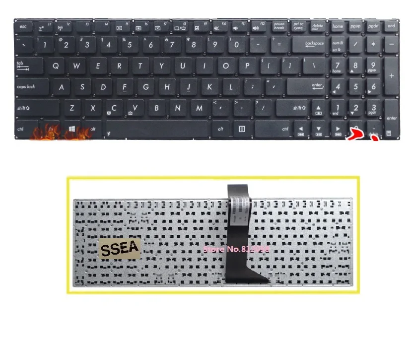 

SSEA New US Keyboard without Frame English for Asus R510 R510C R510CA R510VB R510L R510LB R510LC R510LD R510LN laptop