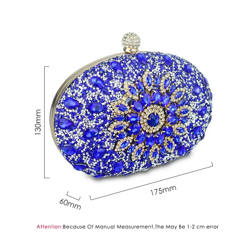 Luxury Clutch chain bag woman wedding diamond crystal Floral blue red Sling designer purse cell phone pocket wallet Handbags