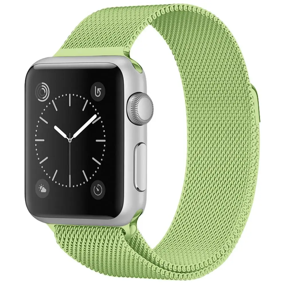 Ремешок для Apple Watch 38 мм 40 мм 42 мм 44 мм, Миланская Петля из нержавеющей стали, сетчатый Спортивный Браслет, магнитная застежка для iWatch серии 1/2/3/4 - Цвет ремешка: Mint green