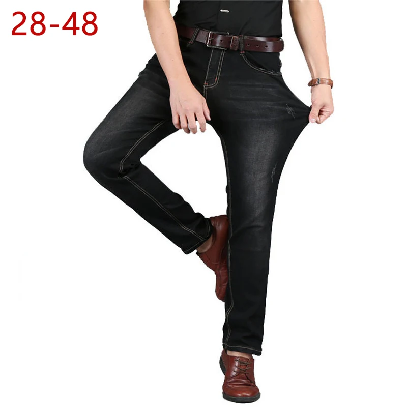 

Size 28-48 2017 New Spring Summer Straight Denim Loose Large Size Men Jeans High Stretch Fashion Fat Guy Jeans Cowboy