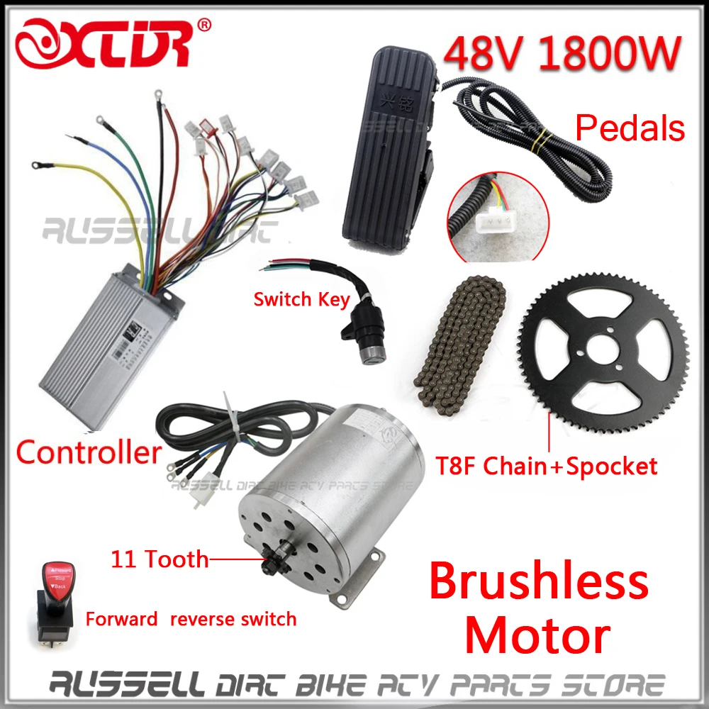 1800W 48V Brushless Motor Controller Throttle Pedal Wire Harness Reverse Switch 