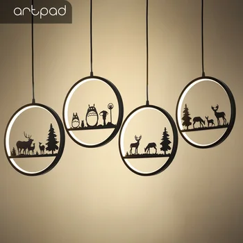 Artpad Northern Europe Creative Deer Hanging Pendant Lights led Resin for Aisle Entrance Bar White Black Art Pendant Light Rings hall creative pendant lamps za light the restaurant in front of the hotel pendant lights cafe bar small aisle entrance
