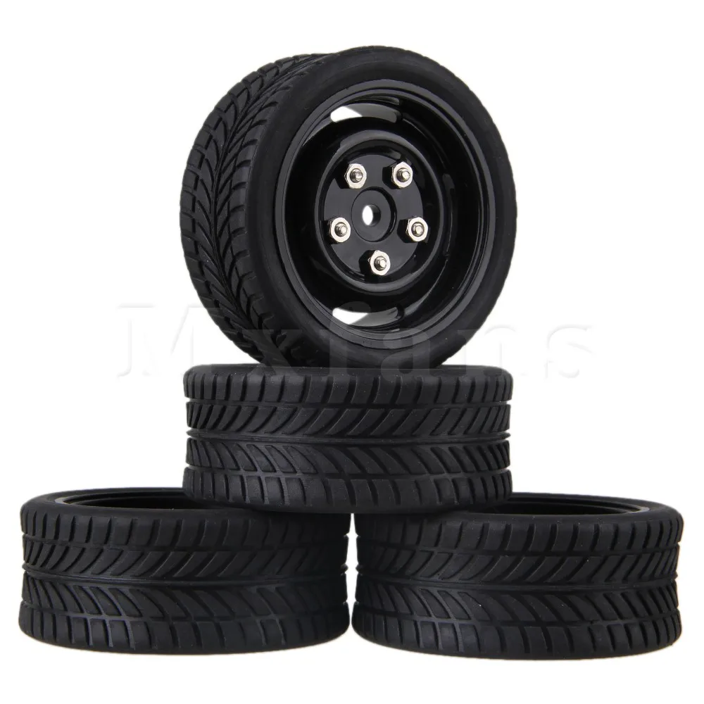 Mxfans 4 x RC110 On Road Car Single Oriented Rubber Tyre & Wheel Rim