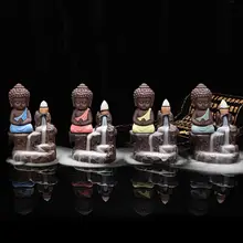 Традиционная мини-курильница с дымом и водопадом, керамическая курильница, маленький монах, маленькая Будда, курильница для украшения дома и офиса