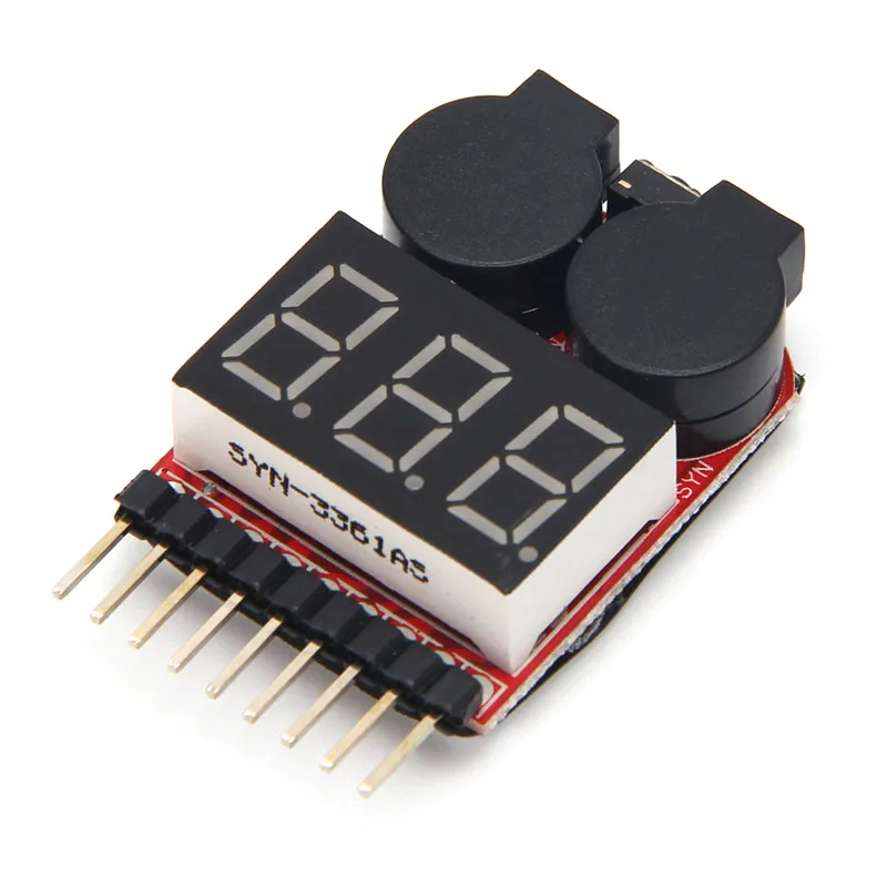 

2 IN 1 1-8S Lipo Battery Low Voltage Power Display Tester Buzzer Alarm 3.6-32V