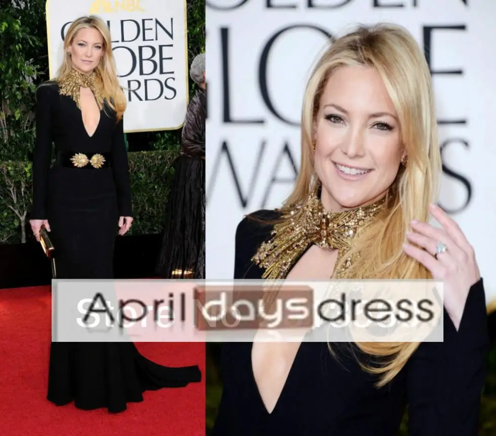 Custom MadeLMmr 197 High Neck Black Beaded 70th Global Awards Celebrity Dress 2013 Kate Huston Red Carpet Long Sleeve | Свадьбы и