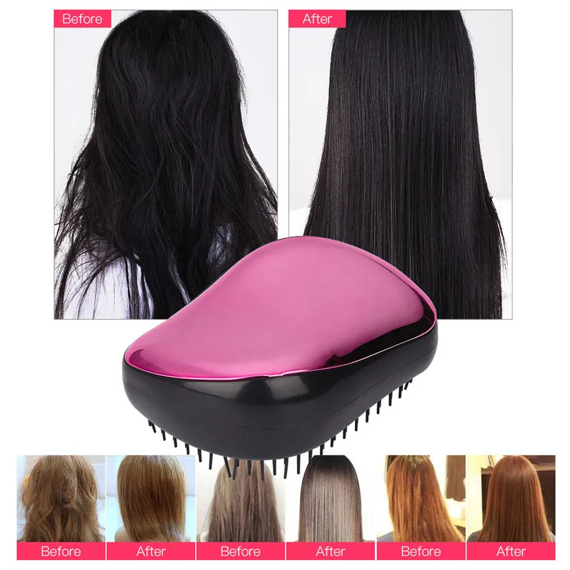 Portable Plastic Quick Detangling Comb Scalp Massage Comb Shampoo Shower Brush Electroplate Massage Comb Salon Hair Styling Tool - Цвет: Красный