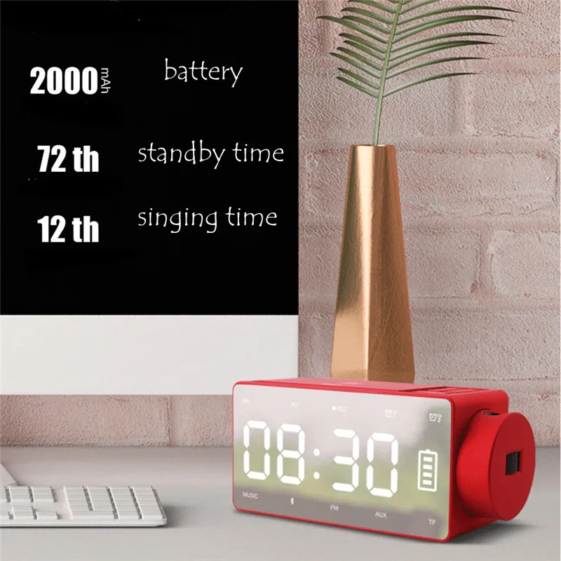 

US/EU PLUG High-Tech Wireless Bluetooth Smart Speakers Desktop Alarm Clock TF Card Audio With Mirror