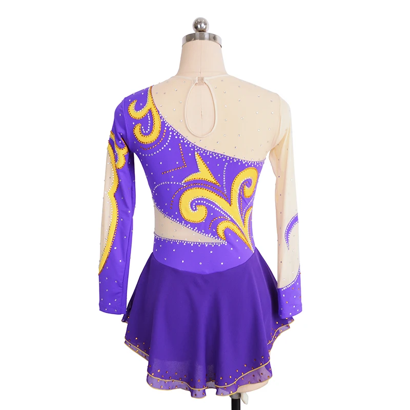 customized clothes figure skating dress rhythmic gymnastics long sleeve pink adult child girl show skirt performance rhinestone