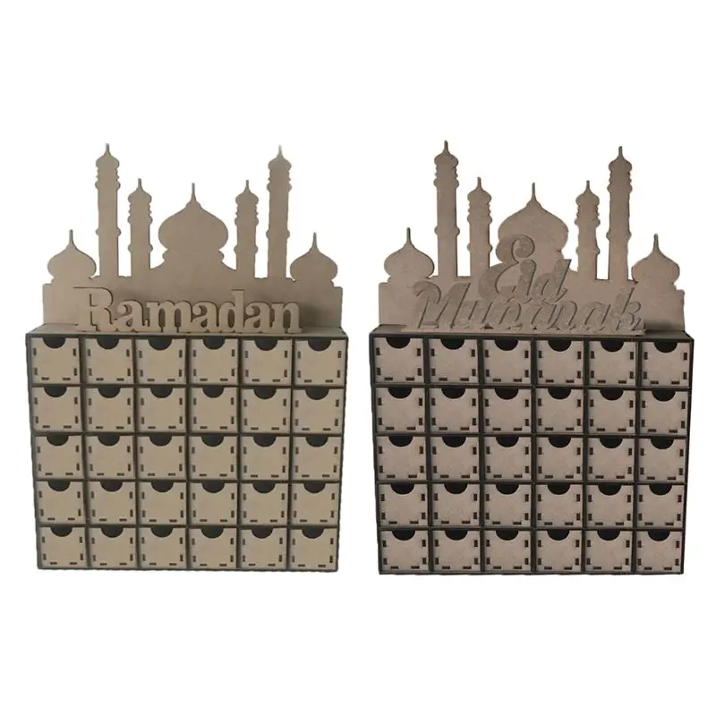 

Wooden MDF Eid Ramadan Mubarak Advent Calendar Muslim Islamic Decorations Ornament Gift
