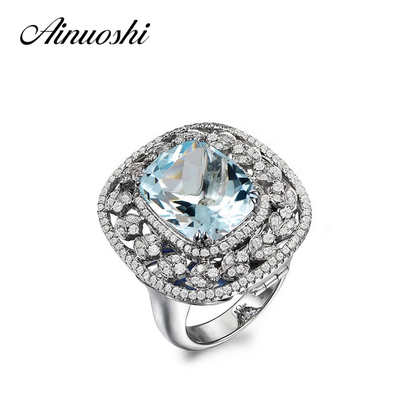 AINUOSHI 2,5 карат площадь топаз Halo Кольцо Подушка Cut Природный Голубой топаз кольцо 925 пробы серебра женский кулон подарок ювелирных изделий AINUOSHI 2,5 карат площадь топаз Halo Кольцо Подушка Cut Природный Голубой топаз кольцо 925 пробы серебра женский кулон подарок ювелирных изделий