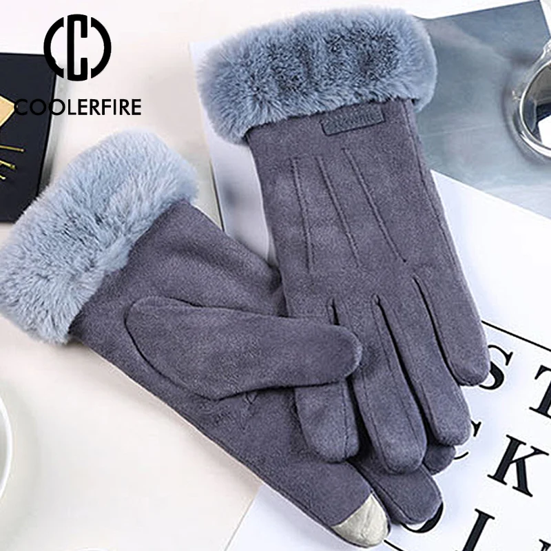 

Touch Screen Winter Warm Women's Gloves Wool Fashion Gloves Mittens for Women Outdoor Driving Full Finger Glove For Female ST032