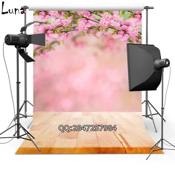 

MEHOFOTO Pink Floral Vinyl Photography Background For Wedding Wood Floor New Fabric Flannel Backdrop For photo studio 2347