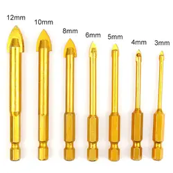 1/4 "Шестигранным хвостовиком 3/4/5/6/8/10/12 мм Титан покрытием Стекло набор сверл керамика гранит кольцевая сверла для плитки набор для