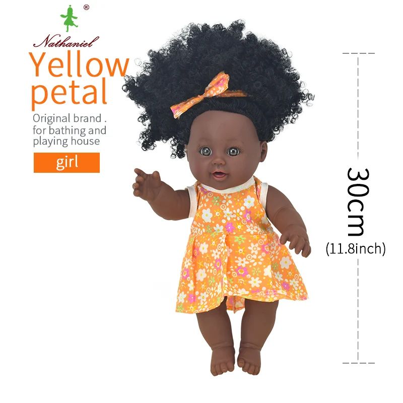 

30cm VK INSTRAGAM doll ! 12inch black afro hair bath baby dolls reborn silicone vinyl boneca baby lifelike toy girl kid african