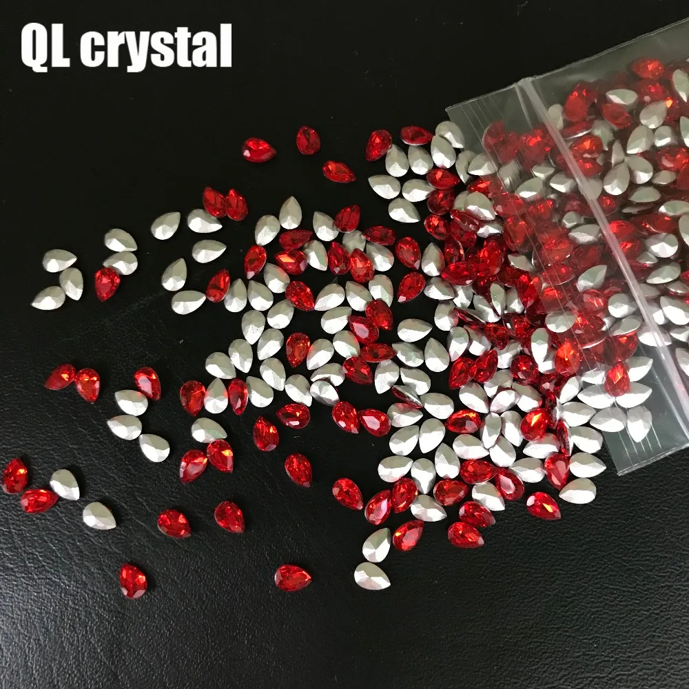 QL Crystal 4x6mm Red Teardrop Pointback Rhinestone High Quality for Jewelry Making DIY Accessories | Дом и сад