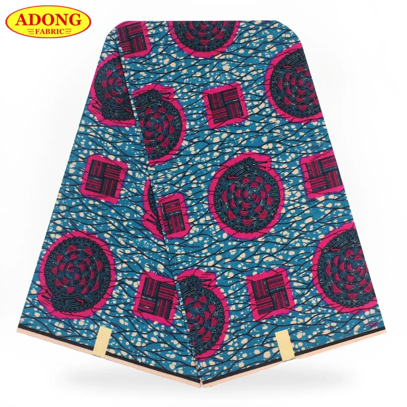 

ADONG Most popular african wax fabric 100% cotton guarantee dutch real wax 6 yards/pcs wax hollandais high quality for dress