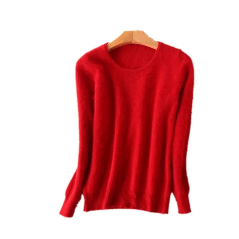 Новинка,, Брендовые женские свитера, чистый норковый кашемировый свитер-пуловер с круглым вырезом, зимнее платье