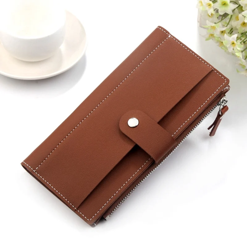 Женский длинный кошелек из искусственной кожи, красный кошелек porte feuille femme, Женский кошелек, клатч для денег, Женский кошелек billetera mujer carteras - Цвет: Brown