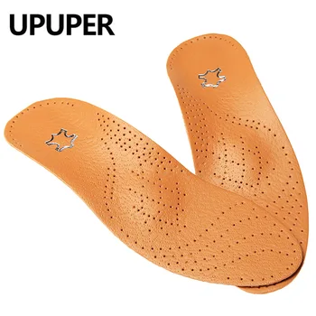 

UPUPER High Quality Leather orthopedic insoles For Flat Foot Arch Support PUC foot correction massage Insoles For Men And Women