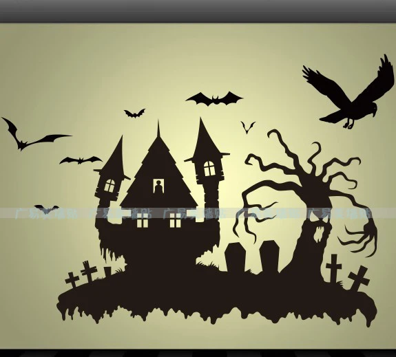 castle halloween wall stickers wall decor wall decal window glass stickerschina mainland