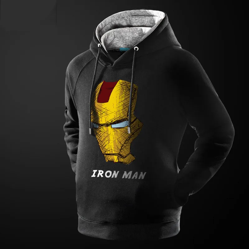 

Cool Iron Man Hoodie Black 3XL 4XL Men's Hoodie Avengers Superhero Ironman Hooded Sweatshirt For Male