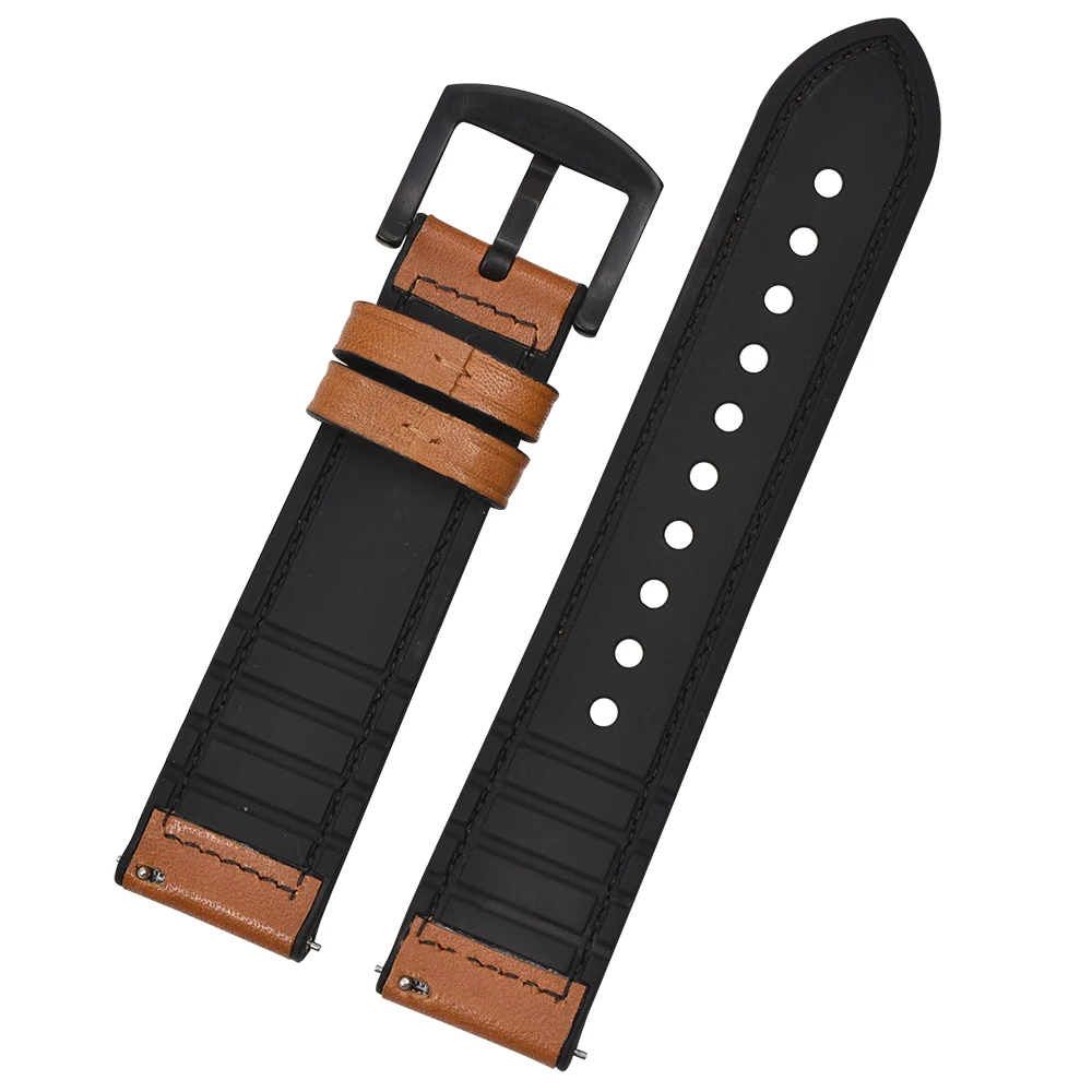 BEAFIRY 20 мм 22 мм кожаный+ силиконовый резиновый ремешок для часов для мужчин и женщин быстросъемные ремешки для часов fossil водонепроницаемые Ремешки для наручных часов