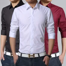 Человек Весна Повседневная рубашка, мужские рубашки с длинным рукавом мужская одежа сплошной цвет лицевая сторона мужской тонкий рубашка с длинным рукавом camisa masculina