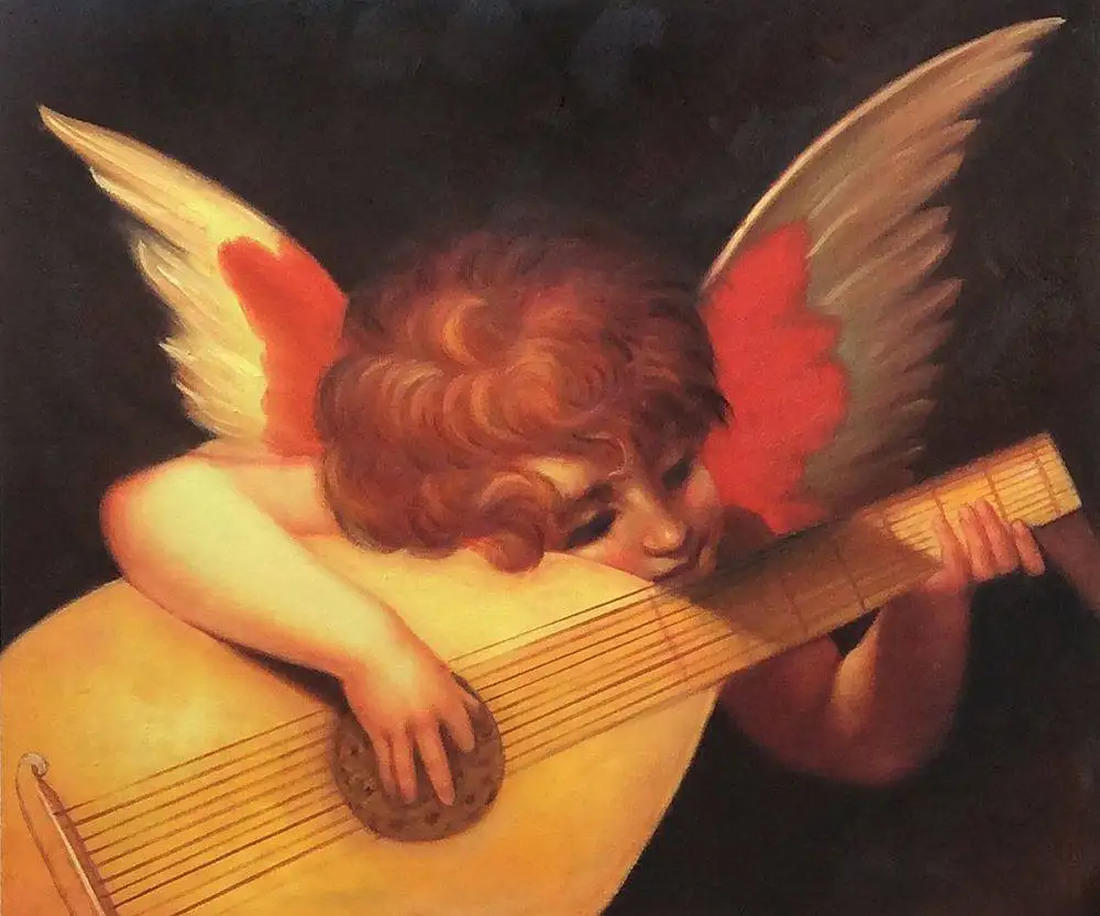 

Handpainted Classic Figure Canvas Wall Art Painting for Home Decor Musical Angel by Rosso Fiorentino Painting on Canvas