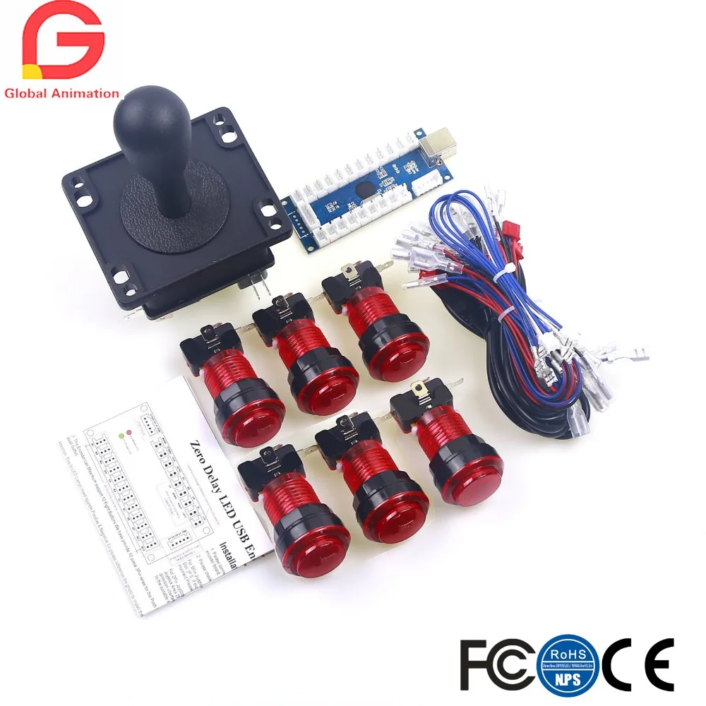 

Arcade Game DIY Part For Mame USB Cabinet 1 X Zero Delay USB Encoder + 8Way Happ Joystick + LED Illuminate Arcade Push Button