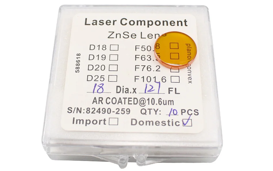 Китай CO2 ZnSe фокус объектива диа. 12 18 19 20 мм FL38.1 50,8 63,5 101,6 127 мм 1,5-" для лазерной гравировки резки